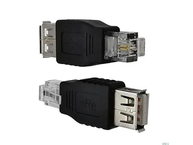 Ethernet RJ11 6P2C to USB Female Plug Adapter 4 Pin USB-A Connector