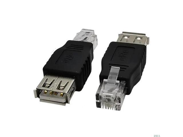 Ethernet RJ11 6P2C to USB Female Plug Adapter 4 Pin USB-A Connector