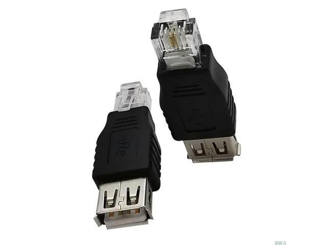 Ethernet RJ11 6P2C to USB Female Plug Adapter 4 Pin USB-A Connector