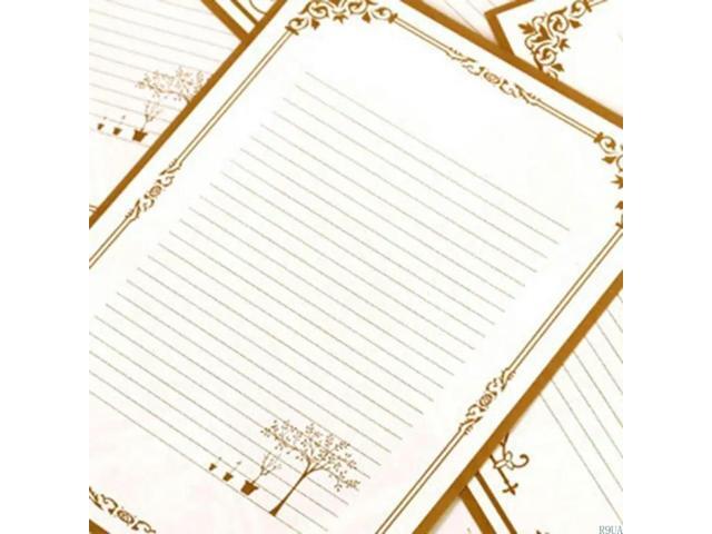 8 Sheets Antique Letter Paper Stationery Set Wide Lined for Vintage Invitations
