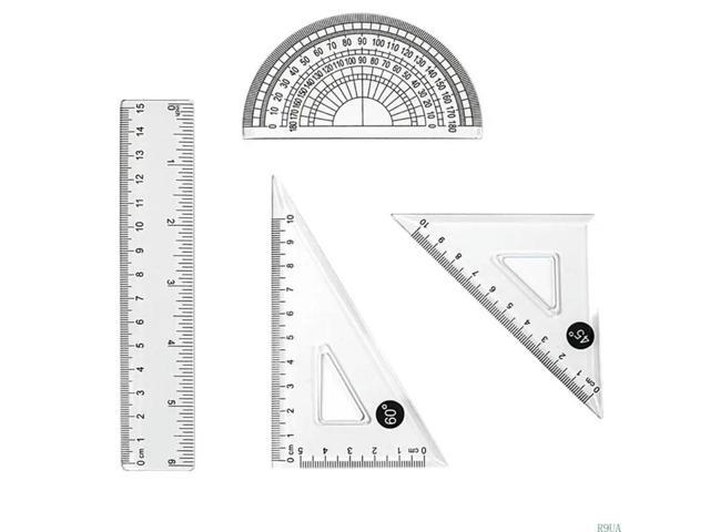 4 Pcs Ruler Protractor Set Geometry Tool 15cm Ruler Set Triangle Ruler for Classroom Homework Learning Accessories