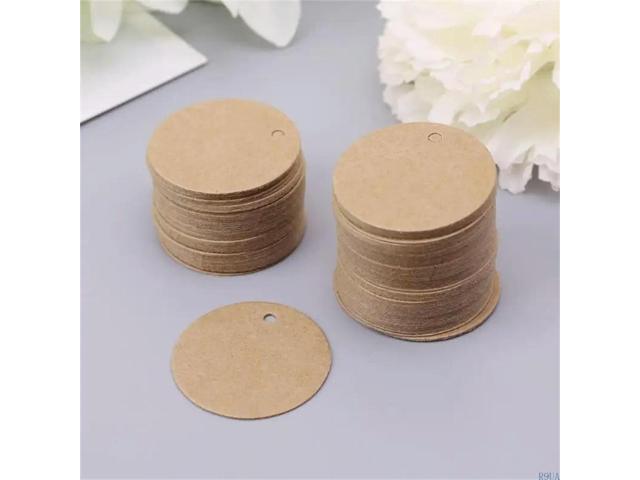 100x Blank Round Tages with Hole Gift Tages Kraft Paper Hanging Tages Circle Tages for Craft