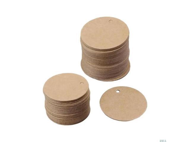 100x Blank Round Tages with Hole Gift Tages Kraft Paper Hanging Tages Circle Tages for Craft
