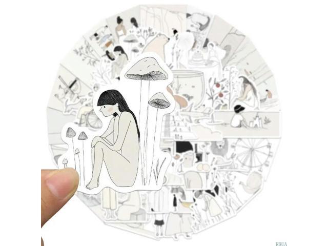 50Counts Art Illustrations Sticker Scrapbooking Sticker for Kids Adult Journal Notebook Guitar Laptop Phone Case Luggage