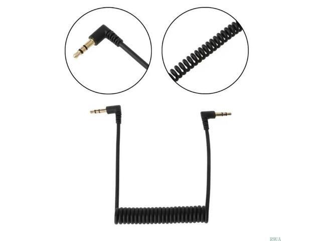 90 Degree Right Angled 3.5mm Male To Male Spring Stereo Car AUX Cable