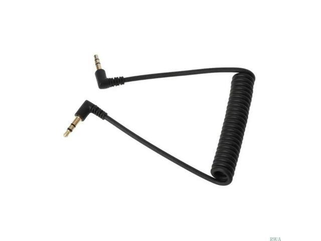 90 Degree Right Angled 3.5mm Male To Male Spring Stereo Car AUX Cable
