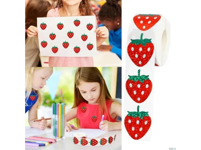 500 Pcs Fruit Sticker Strawberry Sticker Sparkly Red Sticker Decorative Sticker