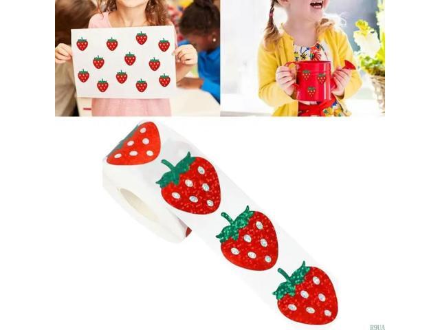 500 Pcs Fruit Sticker Strawberry Sticker Sparkly Red Sticker Decorative Sticker