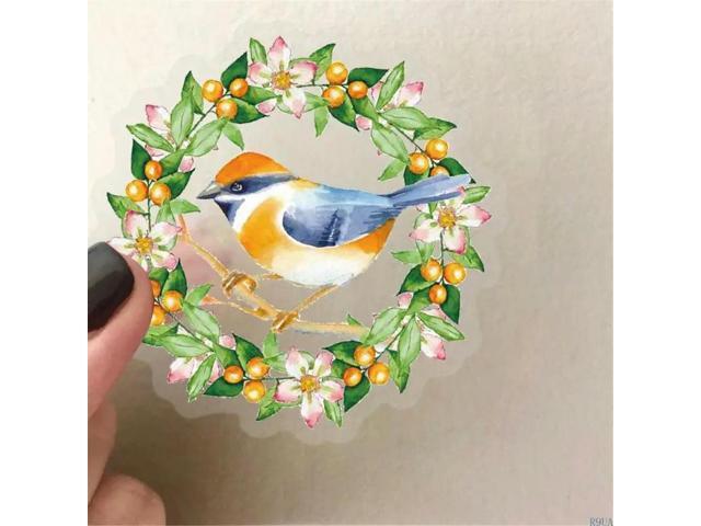 50 Sheets Waterproof Sticker Luggage Sticker Watercolor Bird Sticker for Phone