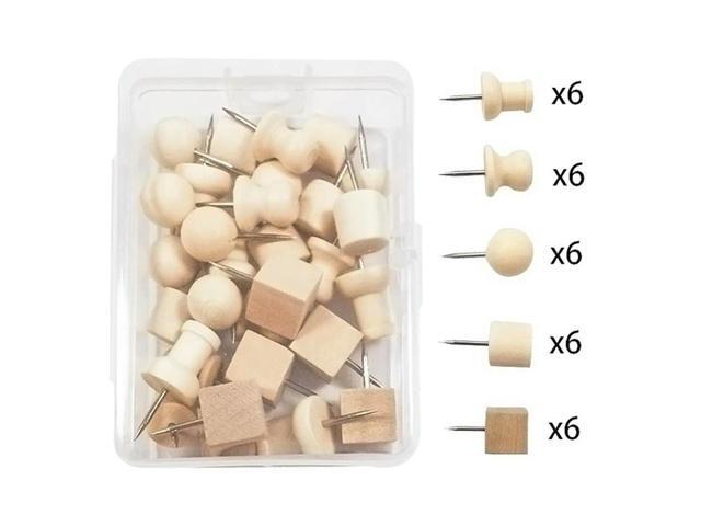 30pcs Decorative Thumb Tack Classic Wooden Push Pins l Push Pin Thumb Tack for Cork Board Home DIY Decoration