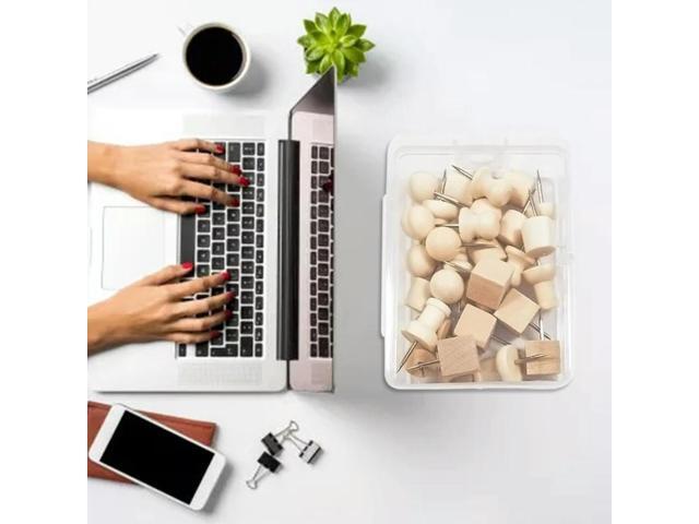 30pcs Decorative Thumb Tack Classic Wooden Push Pins l Push Pin Thumb Tack for Cork Board Home DIY Decoration