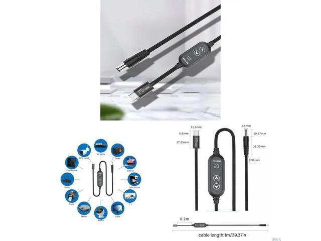 USB C DC5.5mm Power Supply 100W With 5V/12V/15V/19V/20V Multiple Output USB To Direct Power Cord For Laptops Electronics