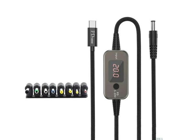 Flexible Voltages USB C DC5521 Adapter Cable Cord 8 Interchangeable Tips