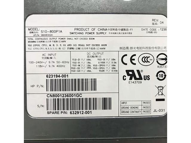 For Z620 632912-001 717019-001 623194-002 Power Supply Fully Tested Fast Ship S10-800P1A 800W