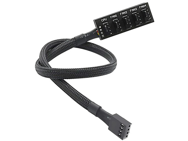 PWM Fan Hub, PC CPU Cooling 4 PIN/3PIN Power Fan Extension Cable Hub Splitter Adapter Sleeved Case for 12V Desktop Computer