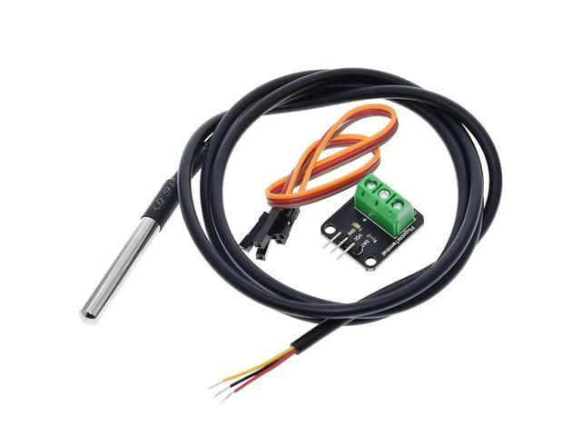 DS18B20 Temperature Sensor Module Kit Waterproof 1M Digital Sensor Cable Stainless Steel Probe Terminal Adapter For