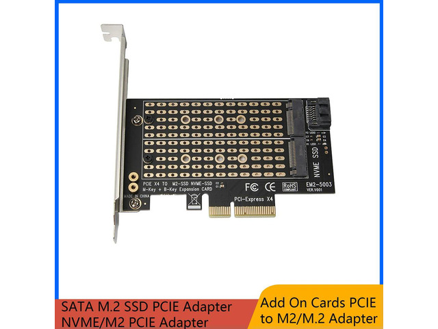 Add On Cards PCIE to M2/M.2 Adapter SATA M.2 SSD PCIE Adapter NVME/M2 PCIE Adapter SSD M2 to SATA PCI-E Card M Key +B Key