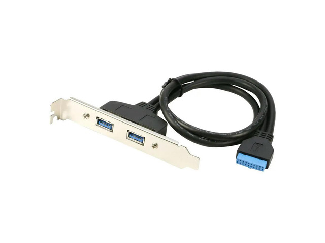 2 Ports USB 3.0 Female Back Panel to MB 20pin Header Connector Cable Adapter with PCI Slot Plate Bracket