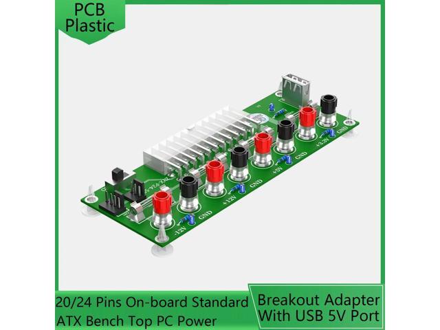20/24 Pins On-board Standard ATX Bench Top PC Power Breakout Adapter With USB 5V Port PCB Plastic Upgrade Version Adapter