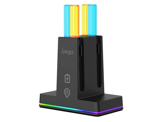 4-in-1 Fast Charging Dock for Switch 2 Magnetic Charger Station with RGB Light Joy-Pads Charger with LED Indicators for Switch 2