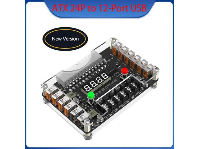 ATX Power Supply Breakout Board and Acrylic Case Kit with 3.3V 5V 12V-12V Output Voltage and 12 Ports USB 3A Maximum Output