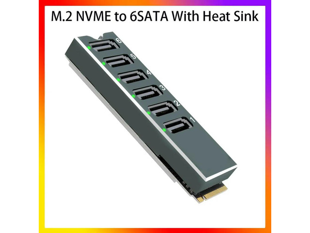 M.2 NVME to Sata 3.0 Adapter Card PCI-E to Sata Interface*6 ASM1166 Main Control Indicatos Light Ph516 Warrior 6Gps