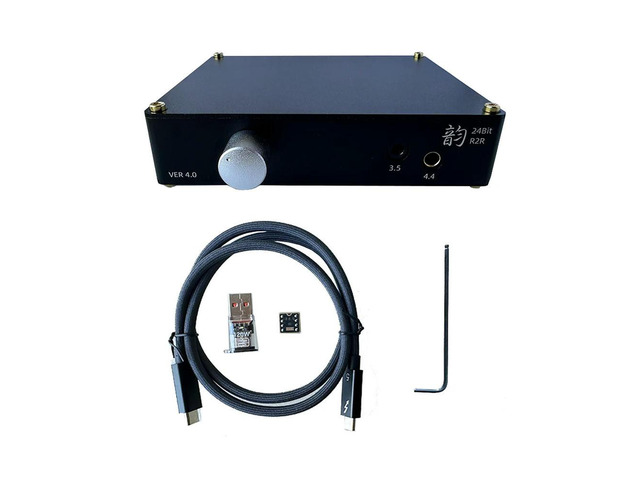 Upgraded R2R V4.0 Decoder RCA/3.5/4.4 Output Supports Coaxial / USB Input with Volume Adjustment CNC Case PCM 24bit