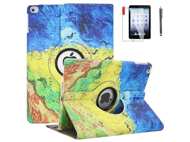 for iPad 9.7 inch 2018 2017 Air1 Case with Screen Protector and Stylus - 5th 6th Generation Case - 360 Degree Rotating Stand, Auto Sleep Wake,...