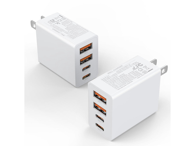 2Pack USB C Charger Block 40W Fast USB C Wall Charger 4-Port