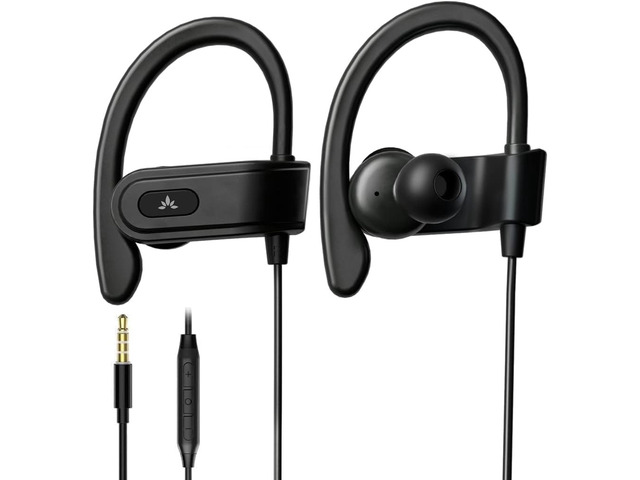 E171 - AUX 3.5mm Wired Earbuds with Microphone & Volume Control Ear Hook Design for Running & Sports, Comfortable Fit, Compatible with Traditional...