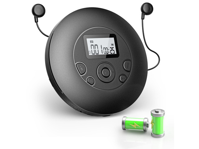 Portable CD Player Rechargeable with Headphones for Home Car Travel Discman CD Player with Anti-Skip, Large Backlit Screen, AUX Cable and...