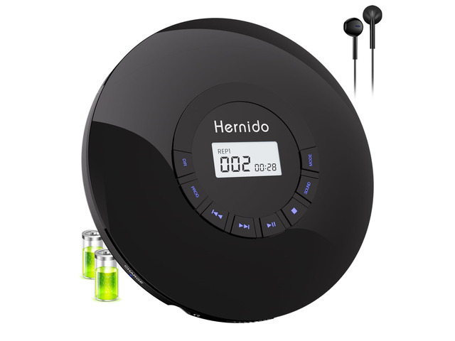 Portable CD Player with Headphone, Rechargeable CD Player for car, Compact CD Walkman with 5 EQ Sounds, AUX Output, Anti-Skip, CD Player for Home &...