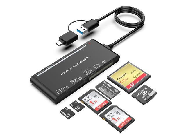 USB C USB3.0 Multi Card Reader for SD, CF, Micro SD, XD, MS Cards - 7 in 1 Adapter Hub for Windows, Mac, Linux, Android