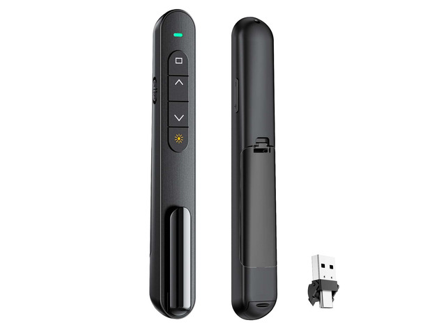 Presentation Clicker with Volume Control, Wireless Presenter Remote Plug & Play 2.4GHz USB Slide Advancer Compatible with Mac/Windows, Works with...