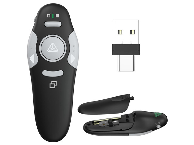 Presentation Clicker Wireless Presenter Remote, Black, A-C Clicker for PowerPoint Presentation Remote, PowerPoint Slide Advancer for...