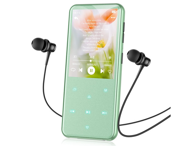 64GB MP3 Player with Bluetooth, M3 2.4'' Player with Speaker with FM Radio, Touch Buttons, Supports Up to 128GB(Green)