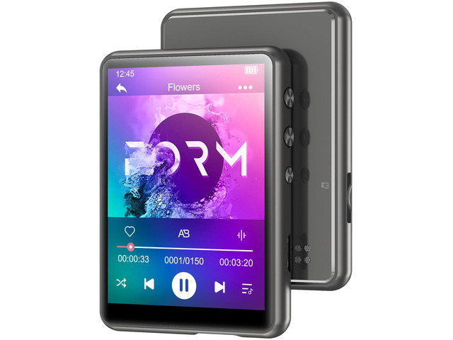 64GB Bluetooth 5.3 MP3 Player 2.4' Touch Screen Gray Portable digital player delivers HiFi lossless audio, supports FM radio and line-in...