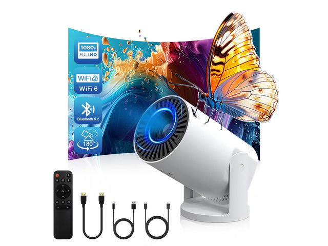 Wireless Mini Projector with WIFI 6 and Bluetooth, 4K 1080P Support Portable Projector 180° Rotatable. 17'-130' Screen Video Projector. Compatible...
