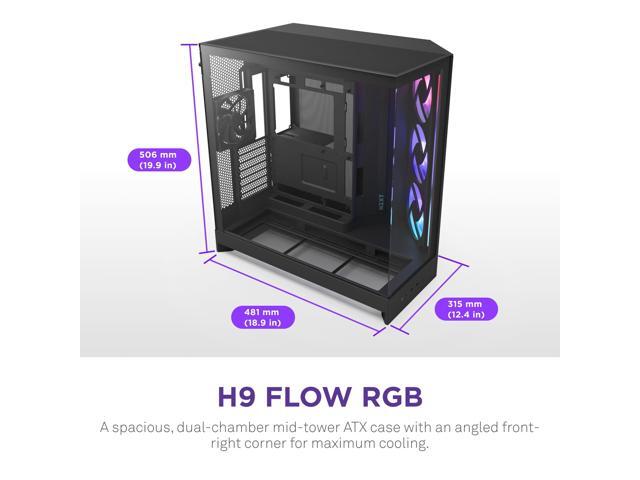 NZXT - H9 Flow RGB 2025 ATX Mid-Tower Dual-Chamber PC Case - Black - image 10