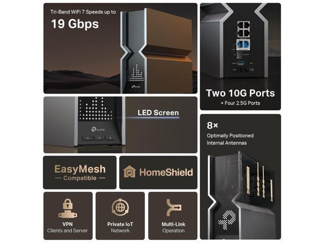 TP-Link - Archer BE19000 Tri-Band Wi-Fi 7 Router - Black - image 9