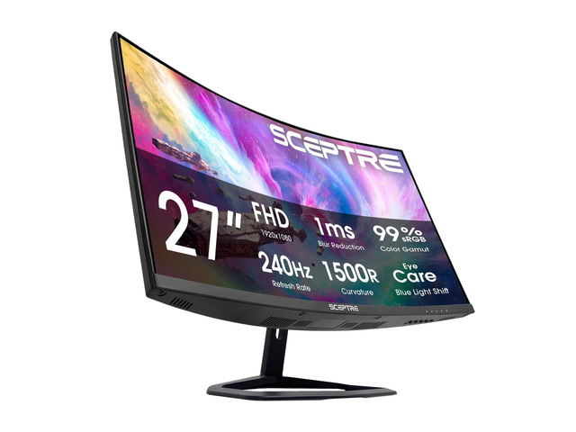 27-Inch Curved Gaming Monitor, FHD 1080p, 240Hz, 1500R, DisplayPort & HDMI x2, Built-in Speakers, Machine Black (C275B-FWT240 Series, 2026)