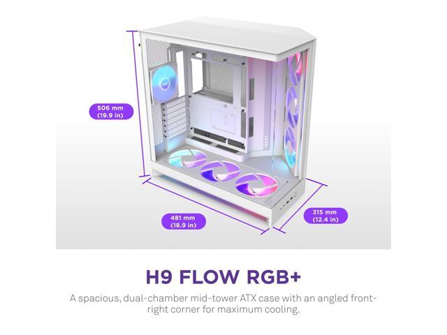 NZXT - H9 Flow+ RGB 2025 ATX Mid-Tower Dual-Chamber PC Case - White - image 10