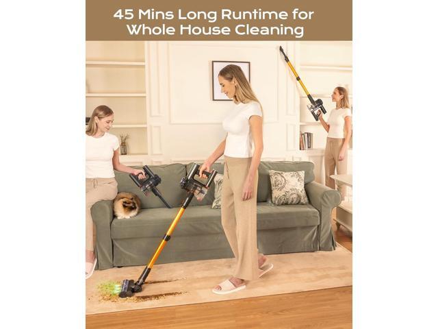 Cordless Vacuum Cleaner, 45Mins Powerful Vacuum Cleaners for Home, Lightweight Stick Vacuum Cordless with Advanced Green Light Tech, Rechargeable...