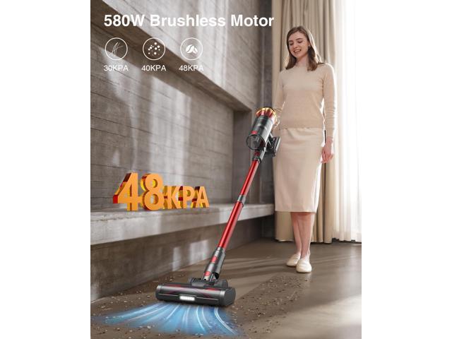 Cordless Vacuum Cleaner,48000Pa/580W/65Mins Vacuum Cleaners for Home,Self-Standing Stick Vacuum with Anti-Tangle Brush & OLED Touch Screen,Vacuum...
