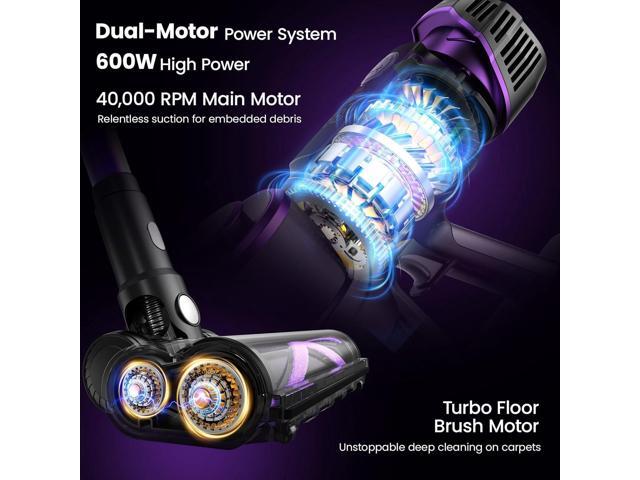 Cordless Vacuum Cleaner,600W 65KPA Dual Motor Vacuum for Home with AI Auto Suction,70Min Runtime,Stick Vacuums with Self-Standing Design,LED...
