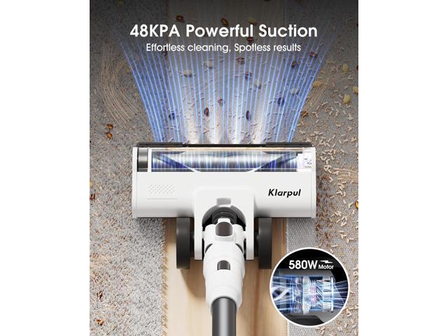 Cordless Vacuum Cleaner, 580W 48KPA 65Mins Runtime Fast Charging Vacuum Cleaner, Self-Standing LED Light Touch Screen Stick Vacuum for Home Light...