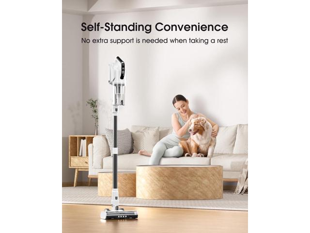Cordless Vacuum Cleaner, 580W 48KPA 65Mins Runtime Fast Charging Vacuum Cleaner, Self-Standing LED Light Touch Screen Stick Vacuum for Home Light...