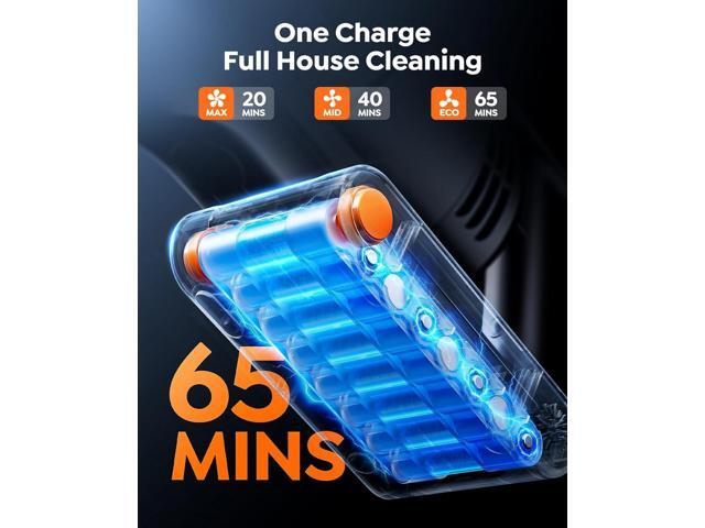 Cordless Vacuum Cleaner, 600W/50KPa/65Min Runtime Stick Vacuum with 3.3Ft Hose, Wall Mount Charging, Auto Mode, Touchscreen, Self-Standing Vacuum...
