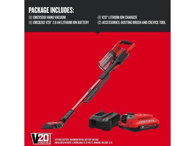 CRAFTSMAN V20 Cordless Stick Vacuum Kit, Removable Battery Included (CMCVS001D1)
