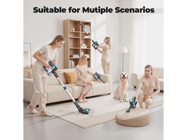 Cordless Vacuum Cleaner, Powerful Lightweight Stick Vacuum with Self-Standing, Anti-Tangle, 8-in-1 Rechargeable Vacuum Cleaners for Home, Hardwood...